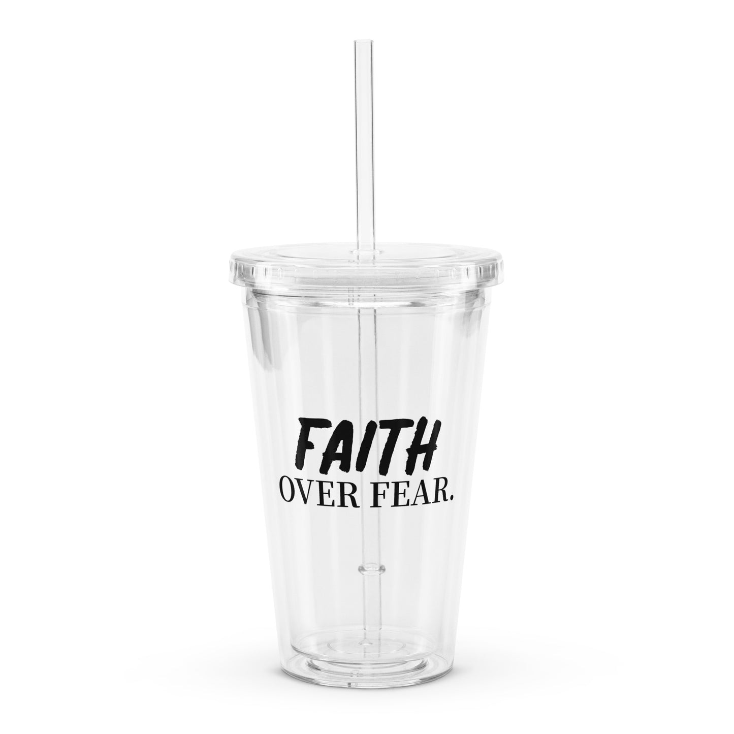 Faith over Fear Plastic Tumbler - Quall Co