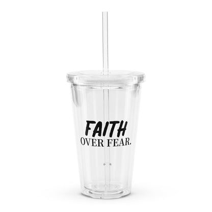 Faith over Fear Plastic Tumbler - Quall Co