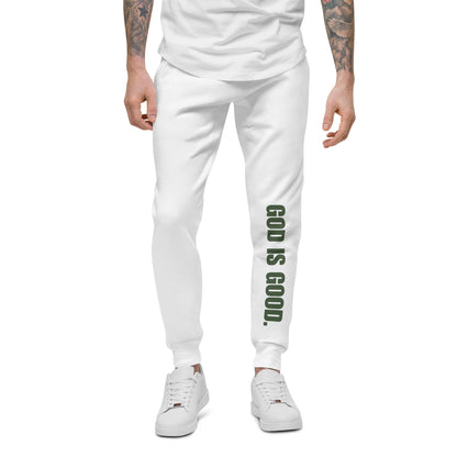 "God is Good" Green Print Unisex Fleece Sweatpants - Quall Co