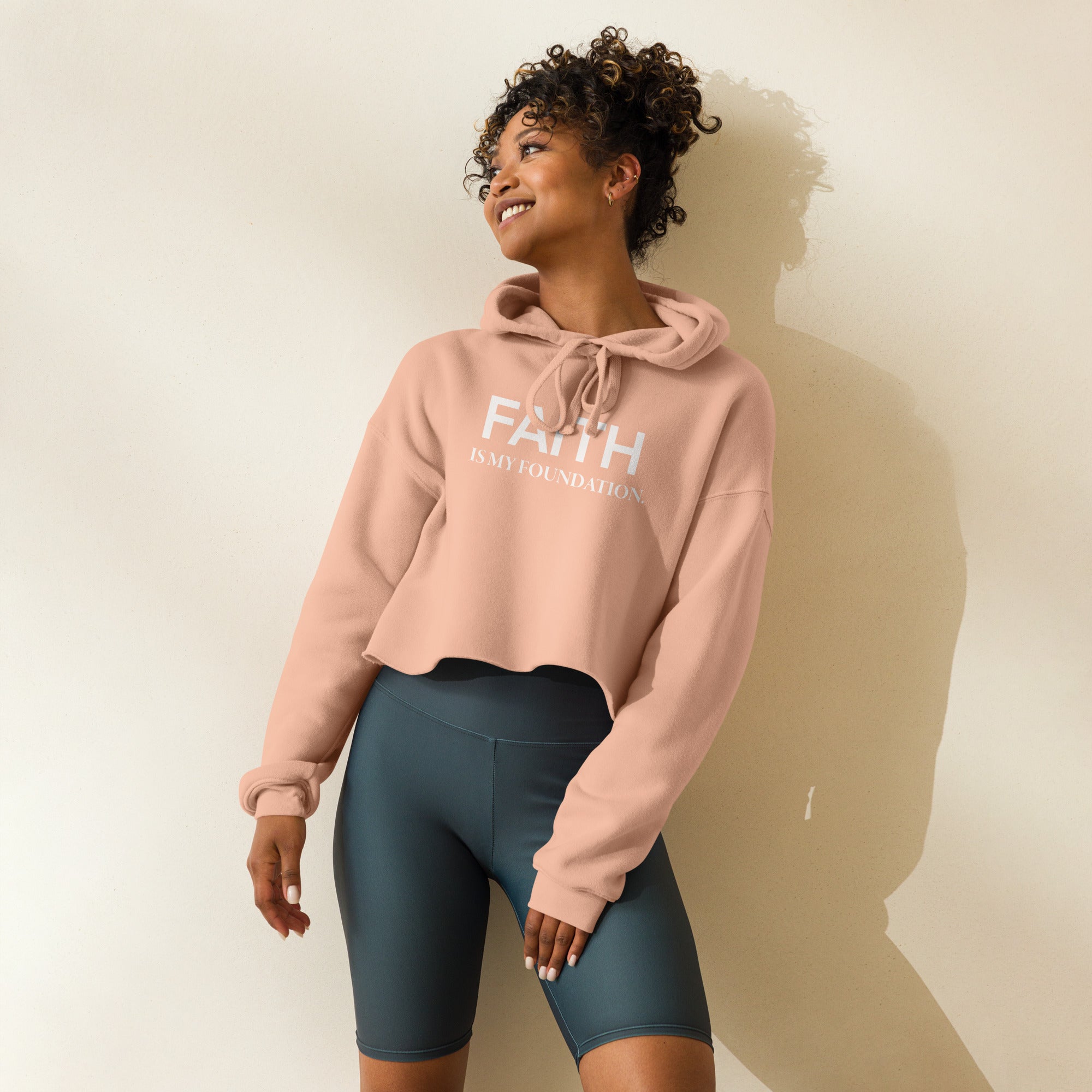 Faith is My Foundation Crop Hoodie - Trendy Statement Piece - Quall Co